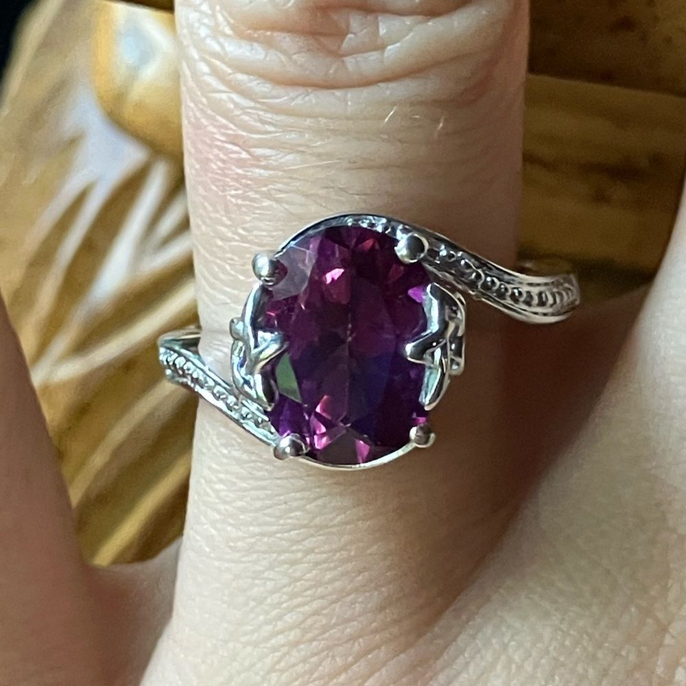 Genuine Crimson Mystic Topaz Sterling Silver Ring Size 7